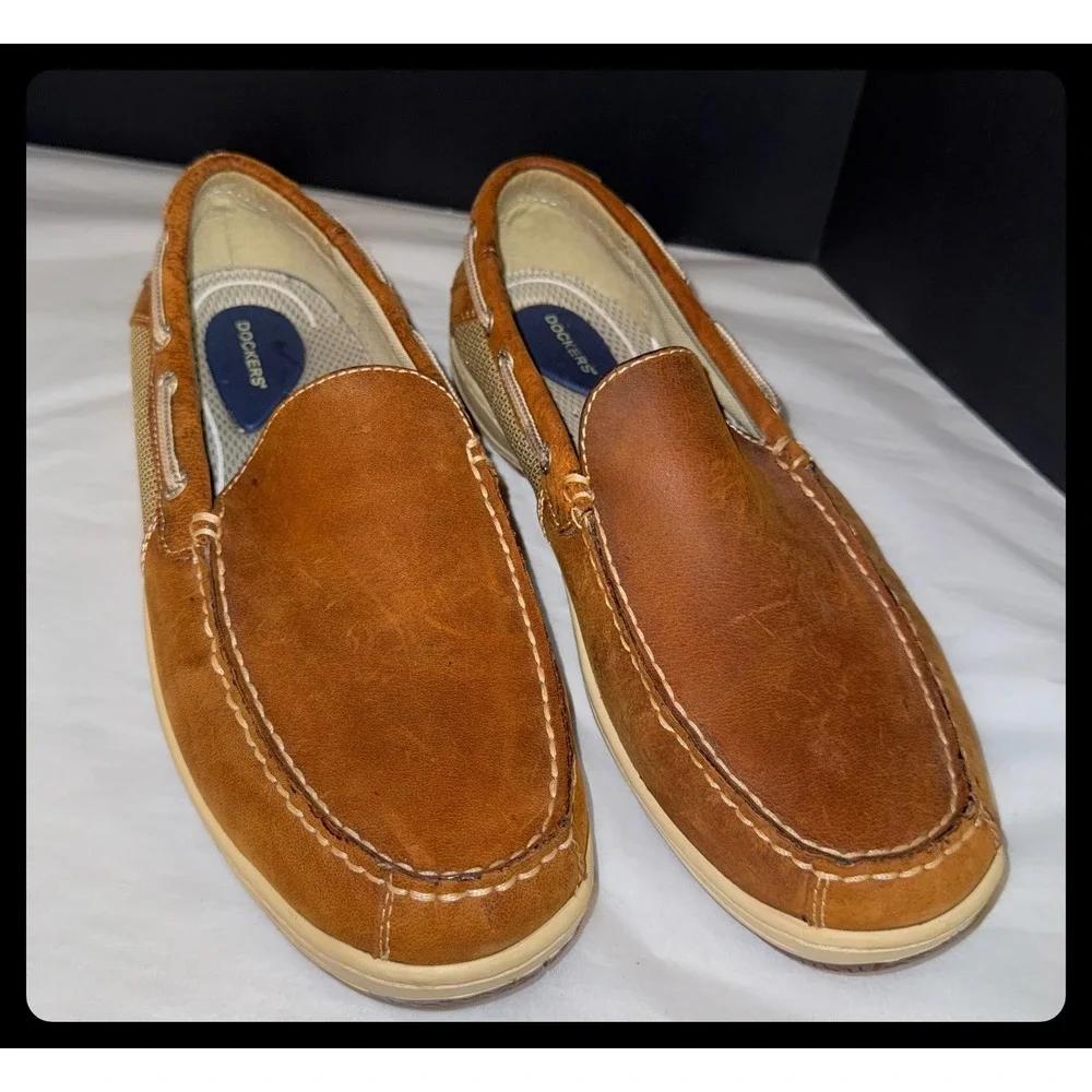 Dockers Boat Shoes‎ Mens 10 Brown Leather Slip On Casual Loafers